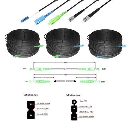 Cavo flessibile di Jumper Outdoor FTTH, cavo di toppa ottico della fibra di G657A