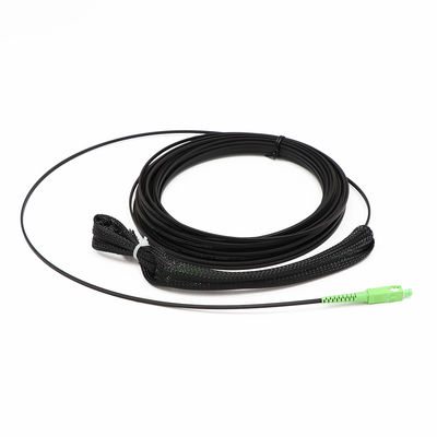 Assemblea di cavo a fibre ottiche nera, estremità del centro uno del cavo di toppa dello Sc APC 1 con l'occhio di trazione
