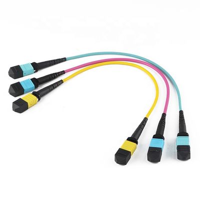 12 cavo di toppa del cavo a fibre ottiche del centro del centro 24, cavo Om3 Om4 della toppa di Mtp Mpo per Qsfp