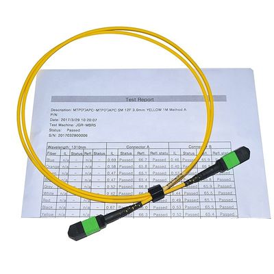 12 cavo di toppa del cavo a fibre ottiche del centro del centro 24, cavo Om3 Om4 della toppa di Mtp Mpo per Qsfp