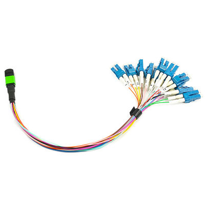 12 cavo di toppa su misura della fibra del centro 0.9mm MPO 1M monomodale Fanout