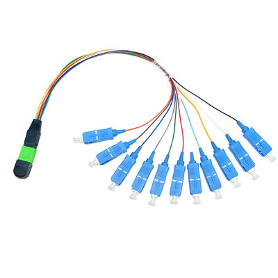 12 cavo di toppa su misura della fibra del centro 0.9mm MPO 1M monomodale Fanout