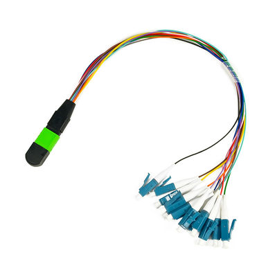 12 cavo di toppa su misura della fibra del centro 0.9mm MPO 1M monomodale Fanout