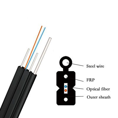Cavo a fibre ottiche GJYXCH di goccia del centro di FTTH 12 con colore nero del filo di acciaio