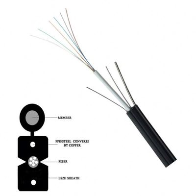 Cavo a fibre ottiche GJYXCH di goccia del centro di FTTH 12 con colore nero del filo di acciaio