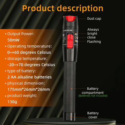 Accessori su misura del cavo a fibre ottiche 650nm, Localizzatore visivo di guasti tipo penna 30mw